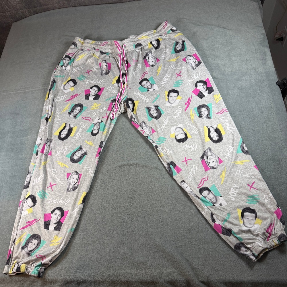 Friends The Television Series Pajama Pants Gray Character Print Joggers 3X Plus